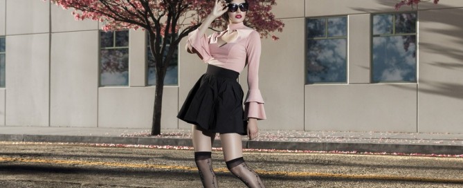 Model Yesenia Osuna wearing a black skirt — shot by a Los Angeles clothing photographer