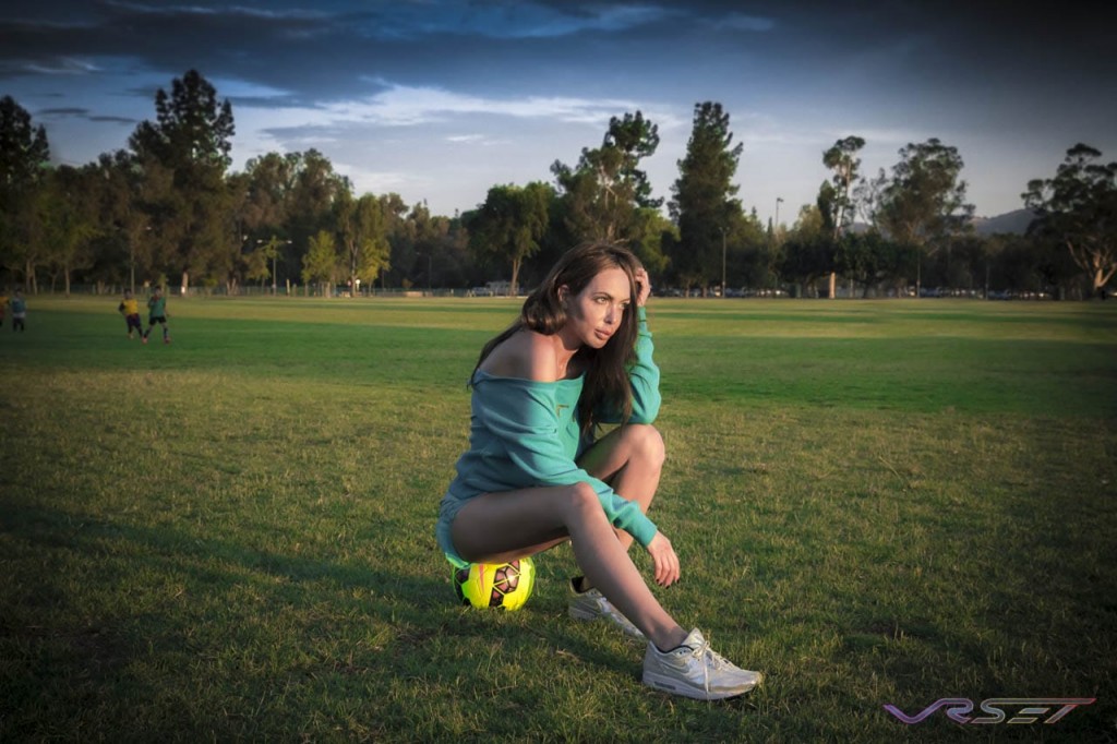 Lorna Jane Turquoise Sports Outfit Soccer Field OC LA Fashion Photographer