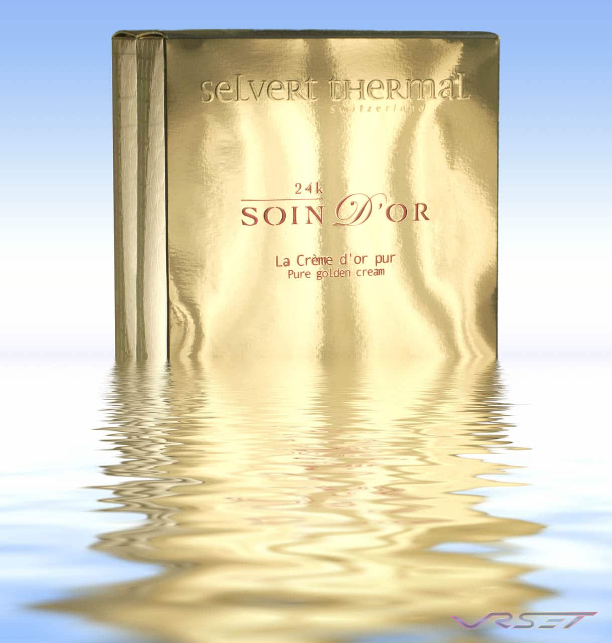 gold box skin cream reflected water