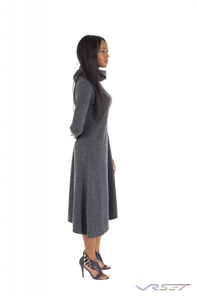 eCommerce Model Gray Long sleeve winter sweater dress loose turtleneck Top Fashion Photographer Los Angeles Orange County Video Production David Victory