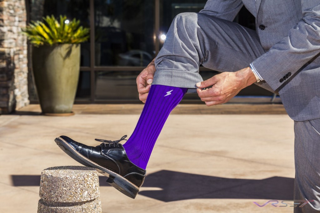 Mens Purple Dress Socks Closeup Lookbook Top Fashion Photographer Los Angeles Orange County Video Production David Victory