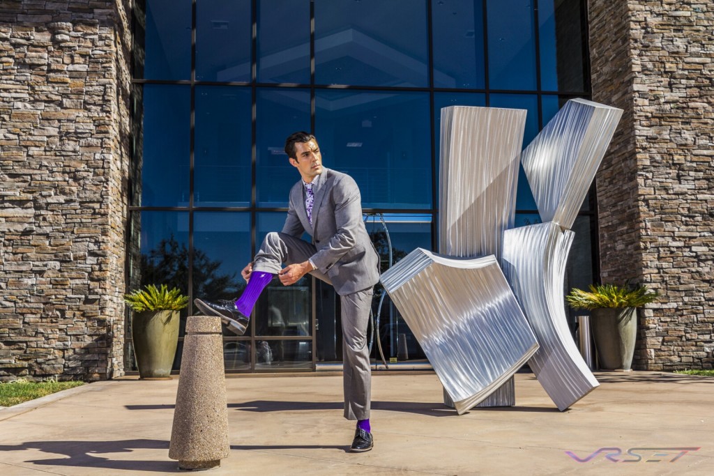 Mens Purple Dress Socks Lookbook Top Fashion Photographer Los Angeles Orange County Video Production David Victory