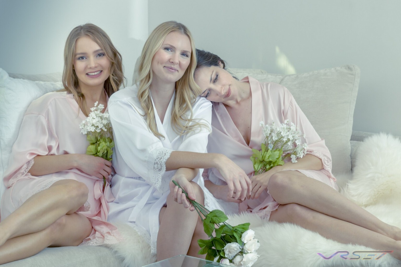Models Albina Sitdikova Kashmir Jones Kelly Bella Bride Bridal Satin Lace Robes LA Lifestyle Photography