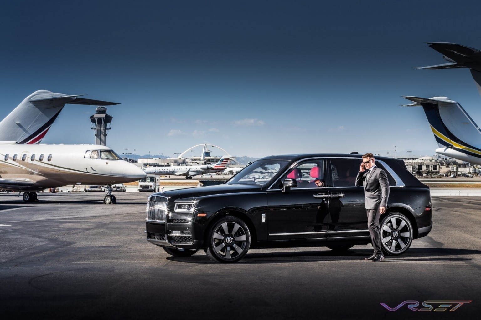 Model John Grant BHCR Rolls Royce Cullinan SUV LAX Tarmac Commercial Photographer Los Angeles
