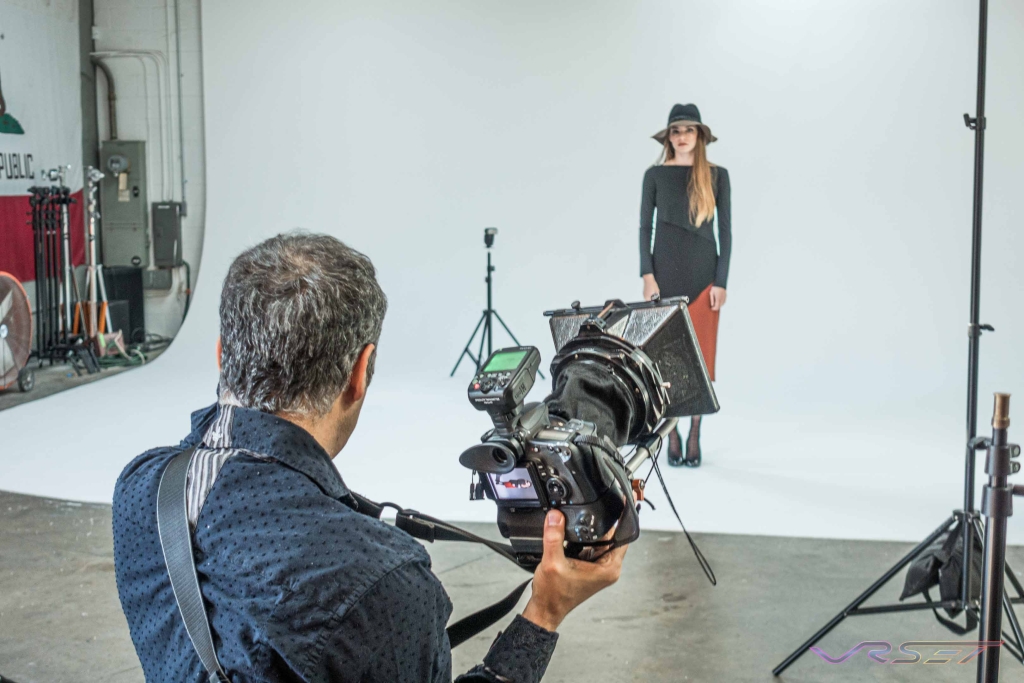 David Victory Giving Feedback To The Model At A Clothing Photography Studio Session In Los Angeles