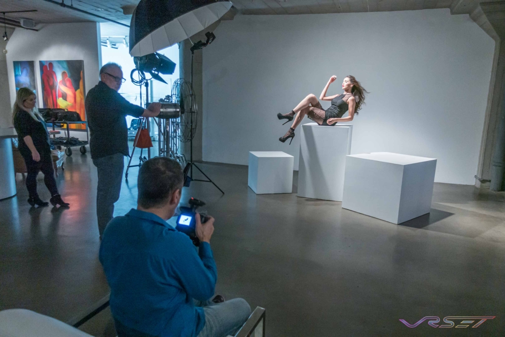 Finalizing The Strobe Lighting On The La Model At A Clothing Photography Studio Session For Amazon