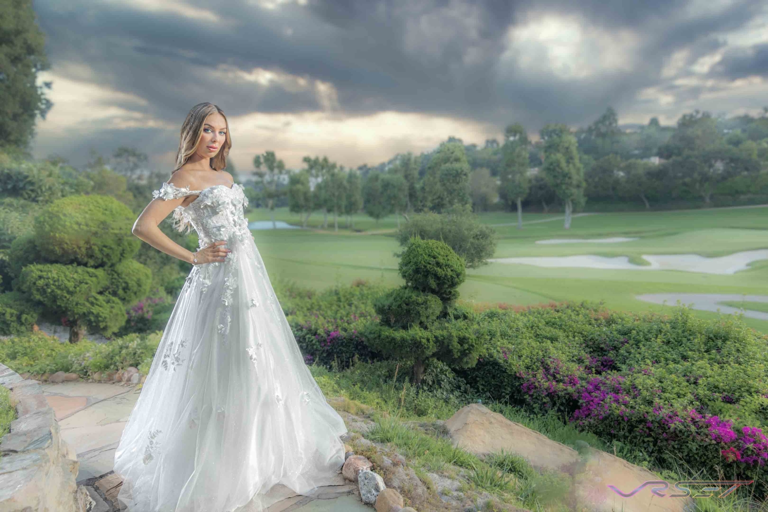 White Long Wedding Gown Off Shoulder Embroidered See Thru Layered Chiffon On Model Lifestyle Brand Photo Session David Victory Clothing Photography Los Angeles White Long Wedding Gown Off Shoulder Embroidered See Thru Layered Chiffon On Model Lifestyle Brand Photo Session David Victory Clothing Photography Los Angeles