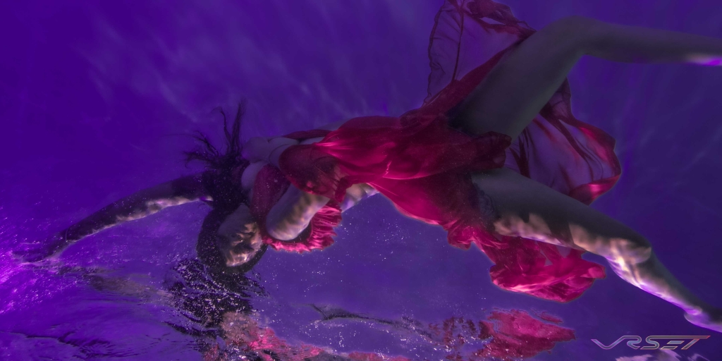 Underwater Model Portfolio Session Flowing Red Dress David Victory Fashion Photographer Los Angeles