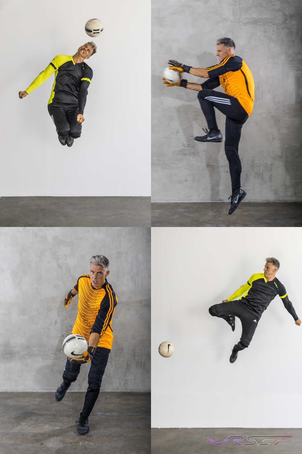 Mens competition soccer kit shown on model with the shirt, shorts and socks together