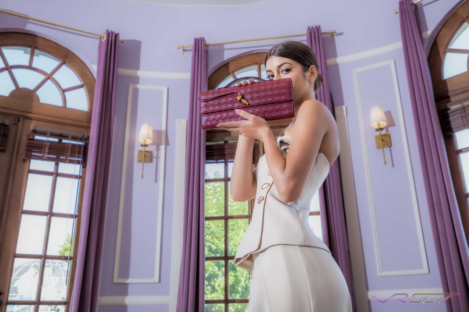 Designer Leather Purse Advertising Opulent Purple Room David Victory Fashion Photographer Los Angeles Designer Leather Purse Advertising Opulent Purple Room David Victory Fashion Photographer Los Angeles