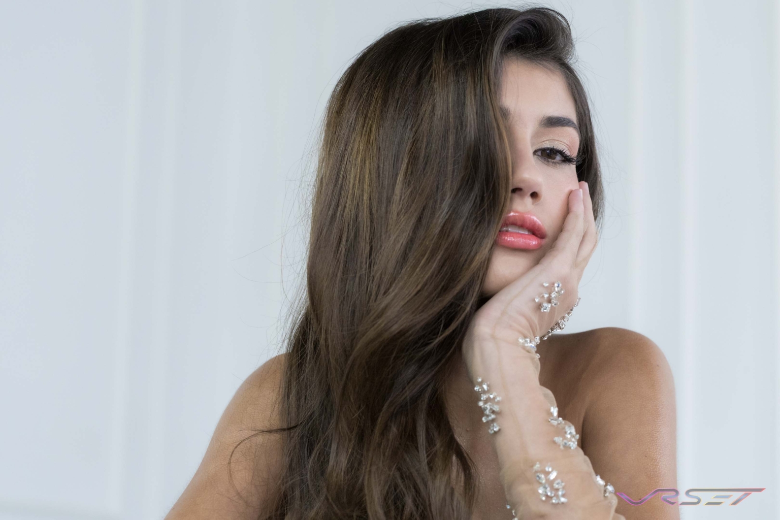 Studio Portrait One Glove One Eye Pose David Victory Fashion Photographer Los Angeles Studio Portrait One Glove One Eye Pose David Victory Fashion Photographer Los Angeles