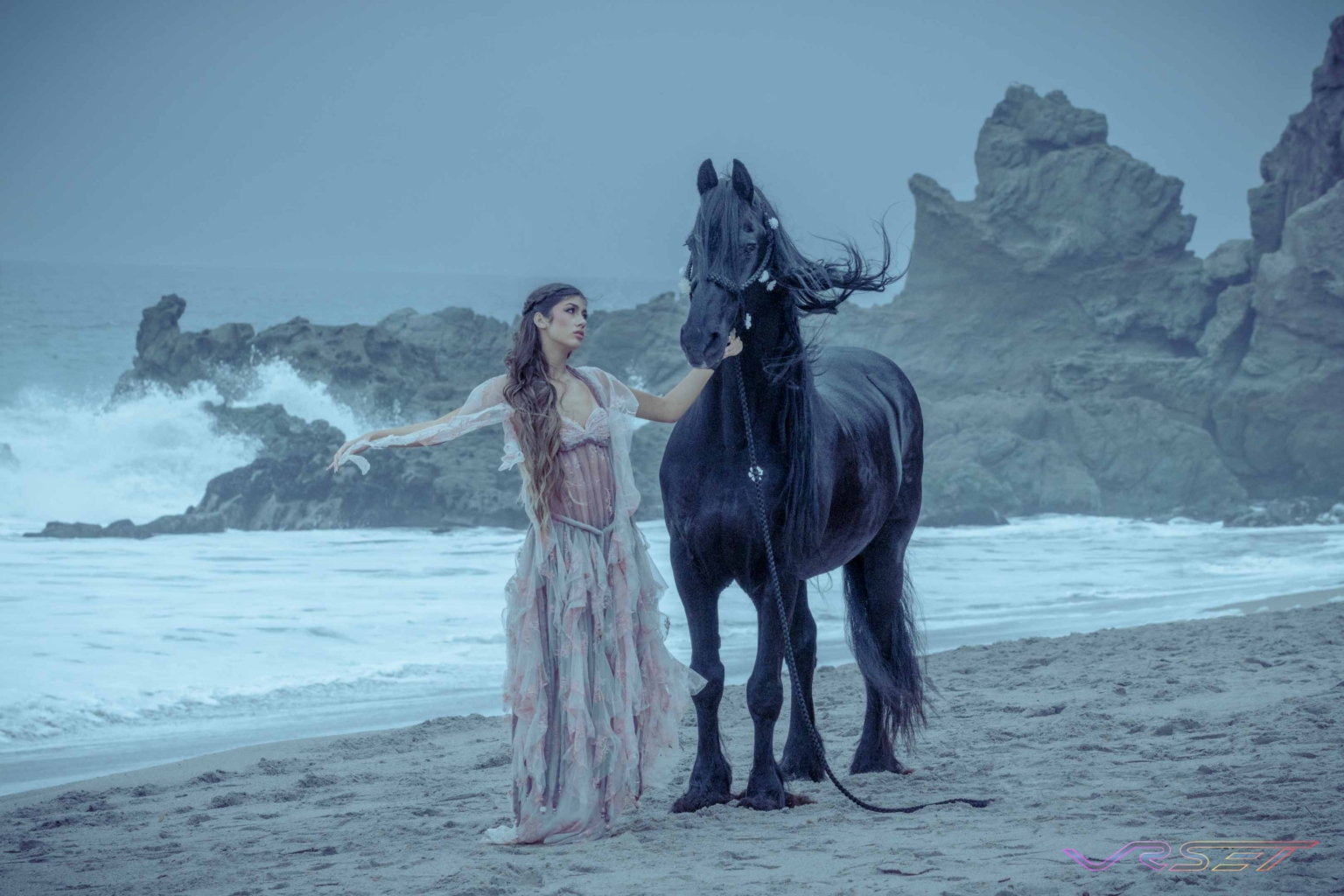 Haute Couture Fairy Tale Designer Dress Black Horse Editorial Campaign David Victory Fashion Photographer Los Angeles