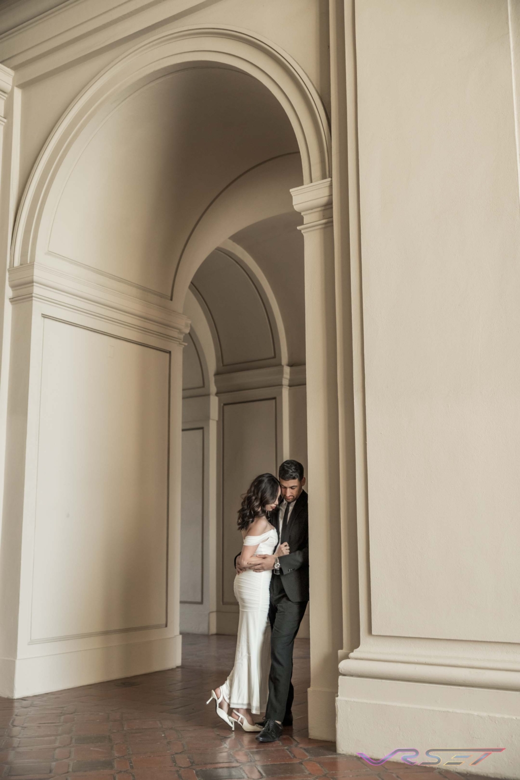 Engagement Couple Lifestyle Announcement Portrait Bridal Spanish Colonial Location Photography David Victory Fashion Photographer Los Angeles