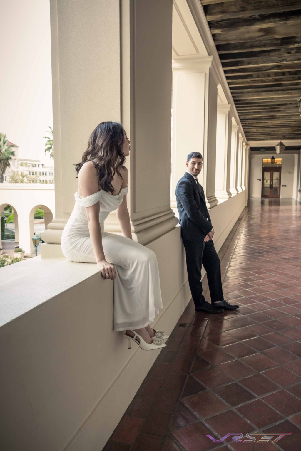 Engagement Couple Lifestyle Announcement Portrait Bridal Spanish Colonial Location Photography David Victory Fashion Photographer Los Angeles