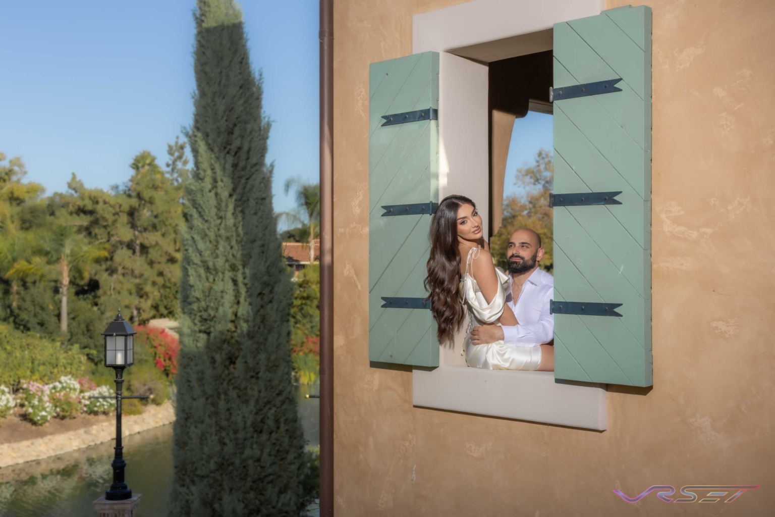 Engagement Couple Lifestyle Announcement Portrait Bridal Tuscan Villa Location Photography David Victory Fashion Photographer Los Angeles